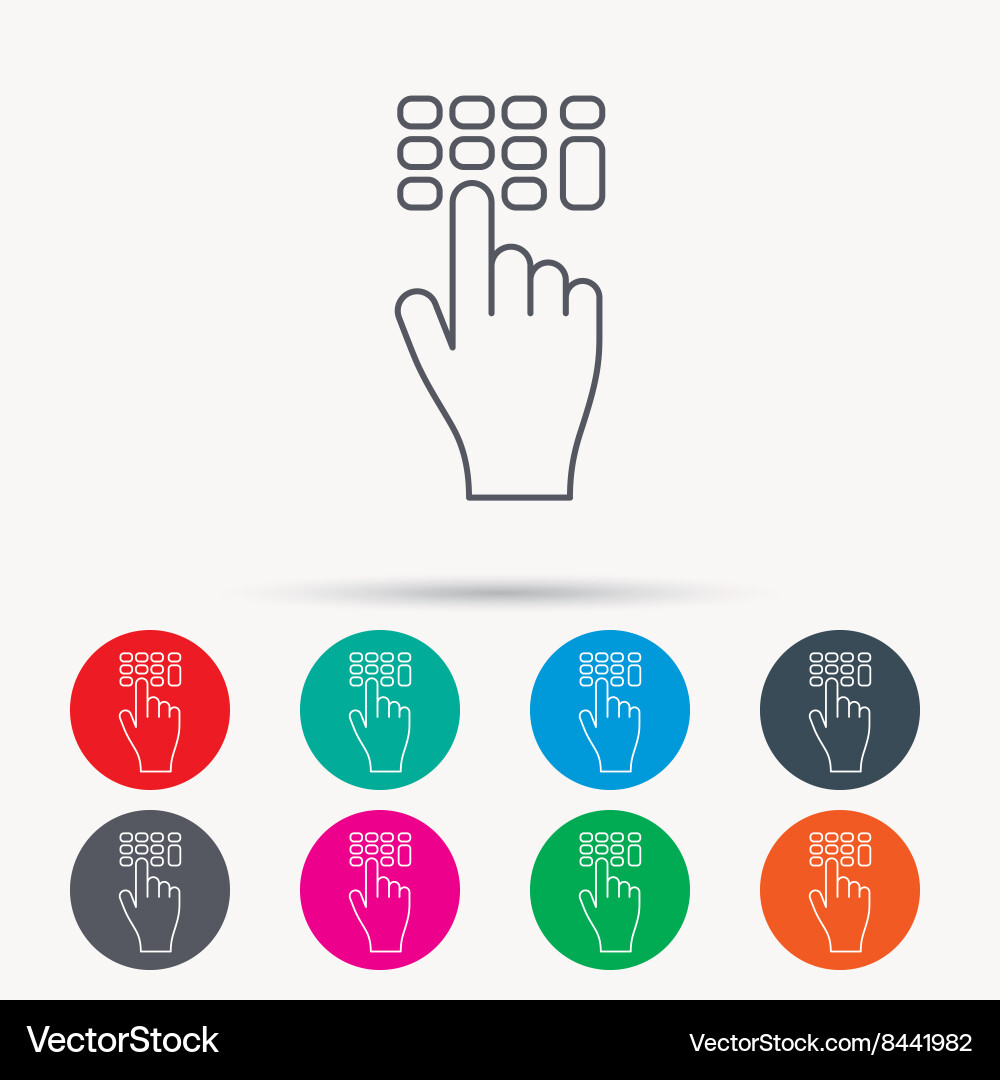 Enter pin code icon click hand pointer sign Vector Image