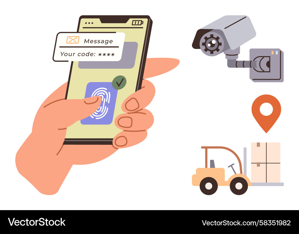 Fingerprint Authentication on Smartphone Vector Image