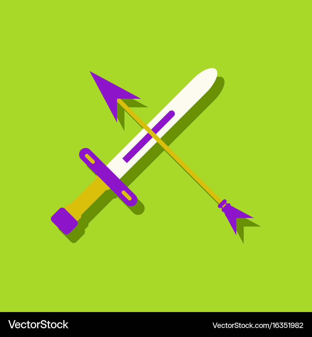 Flat icon design collection sword and arrow Vector Image