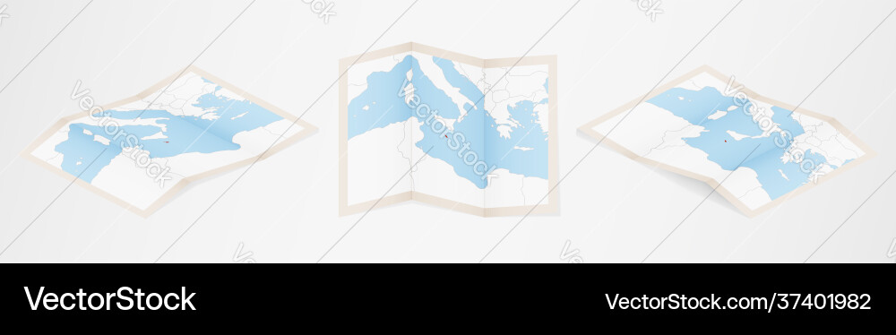 Folded map malta in three different versions Vector Image