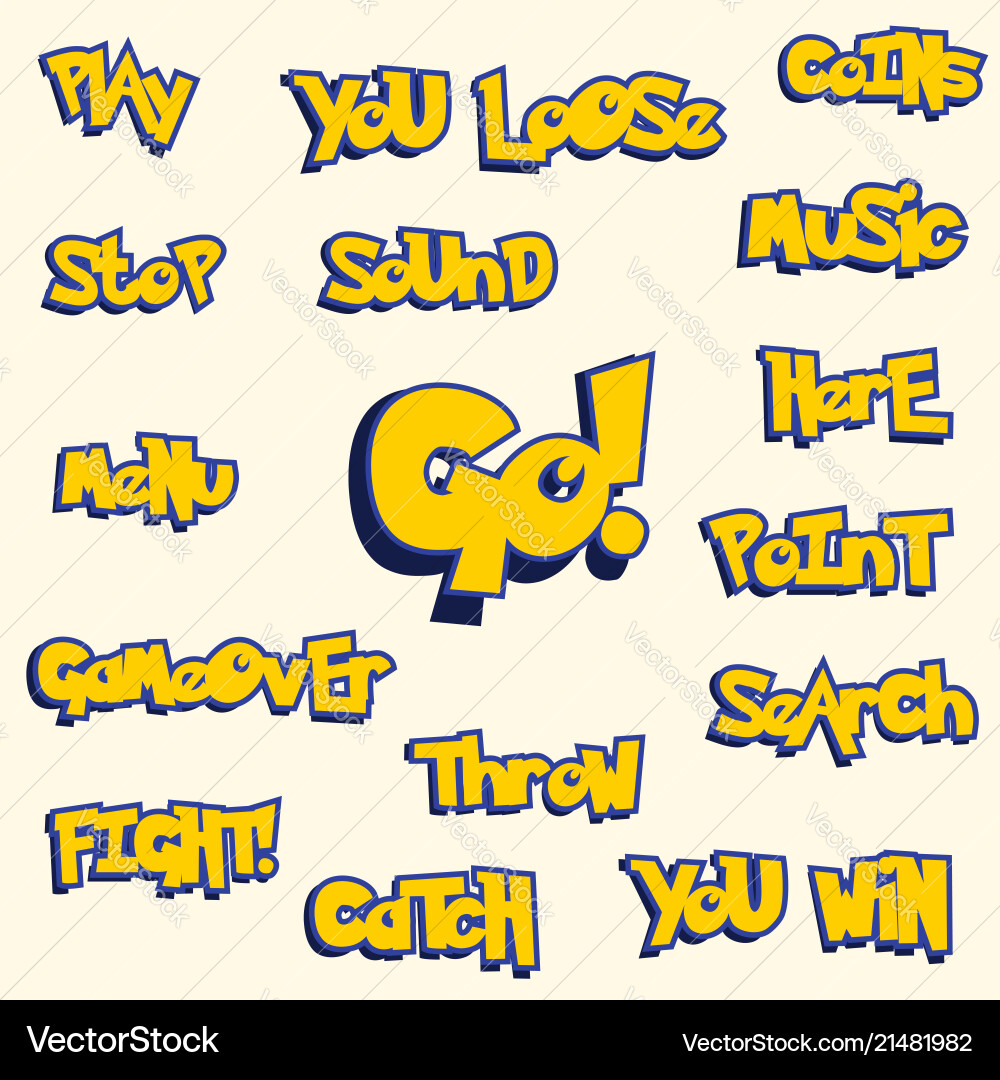 Game button and typography design Vector Image
