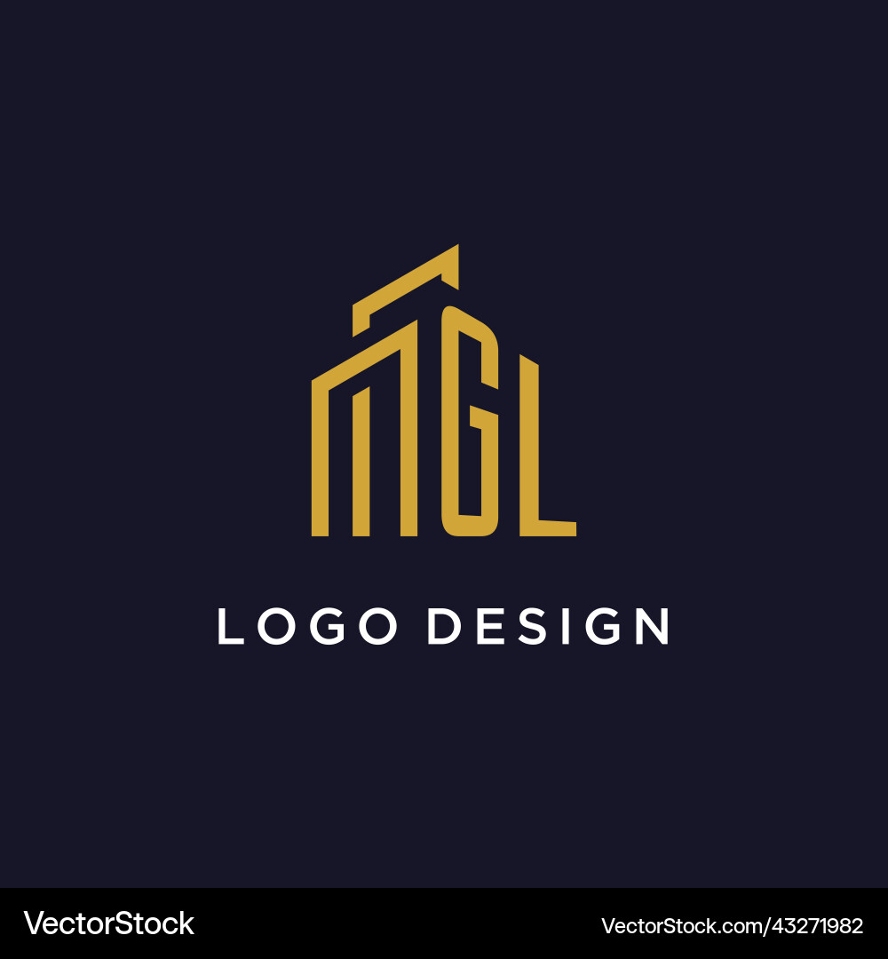 Gl initial monogram with building logo design vector image