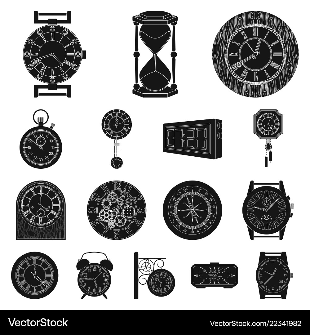 Isolated object of clock and time logo collection Isolated object of clock and time logo collection Vector Image