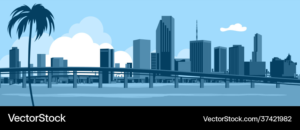 Miami skyline Royalty Free Vector Image - VectorStock