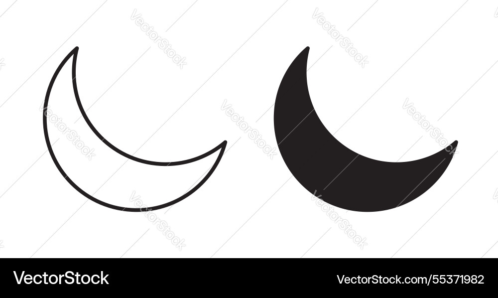 Moon icon set in thin line for web Vector Image