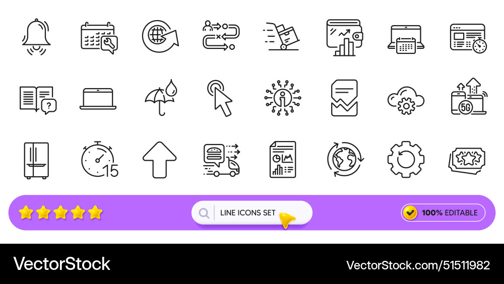 Outsourcing web timer and report document line Outsourcing web timer and report document line vector image