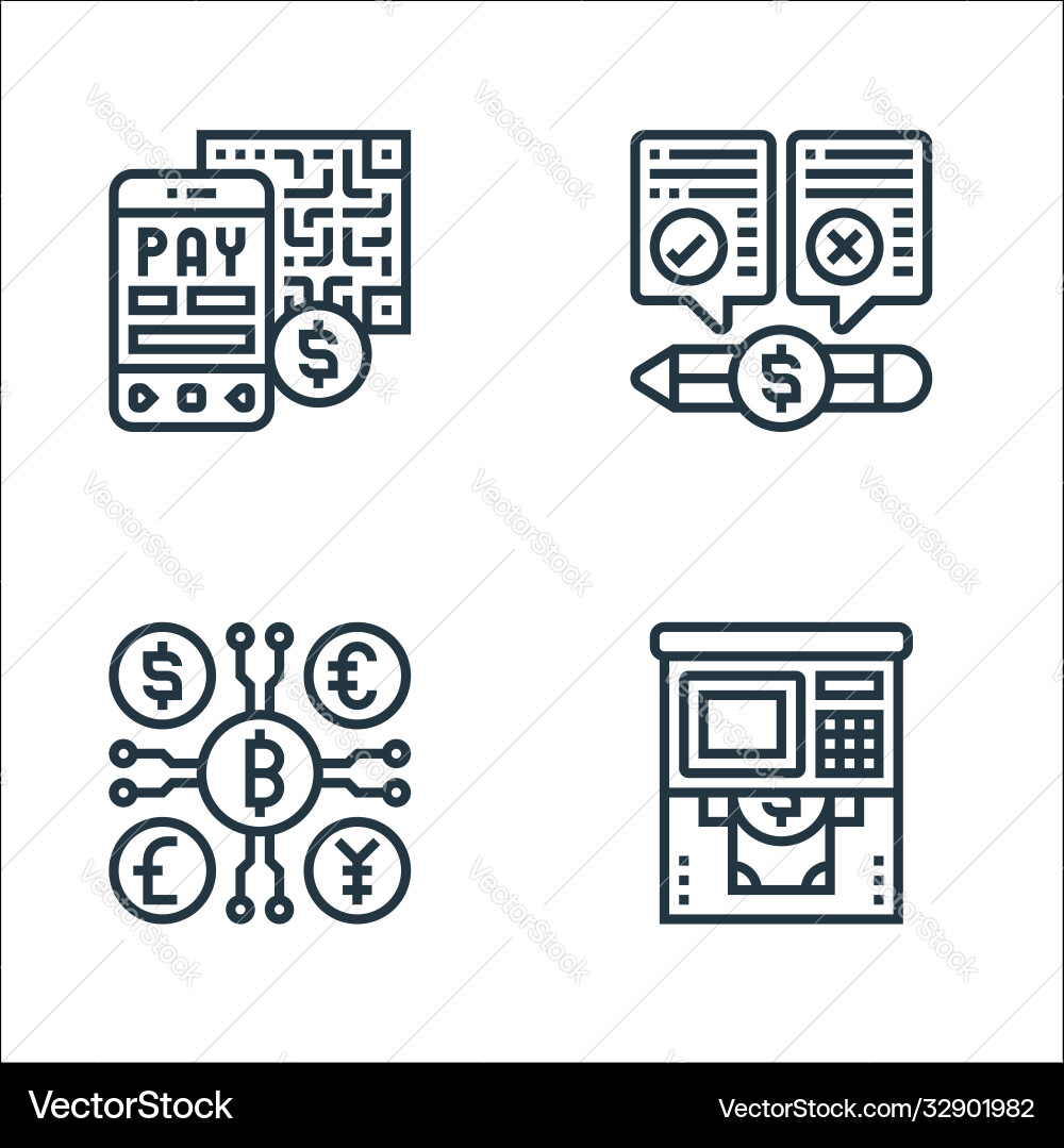Payment element line icons linear set quality Payment element line icons linear set quality vector image