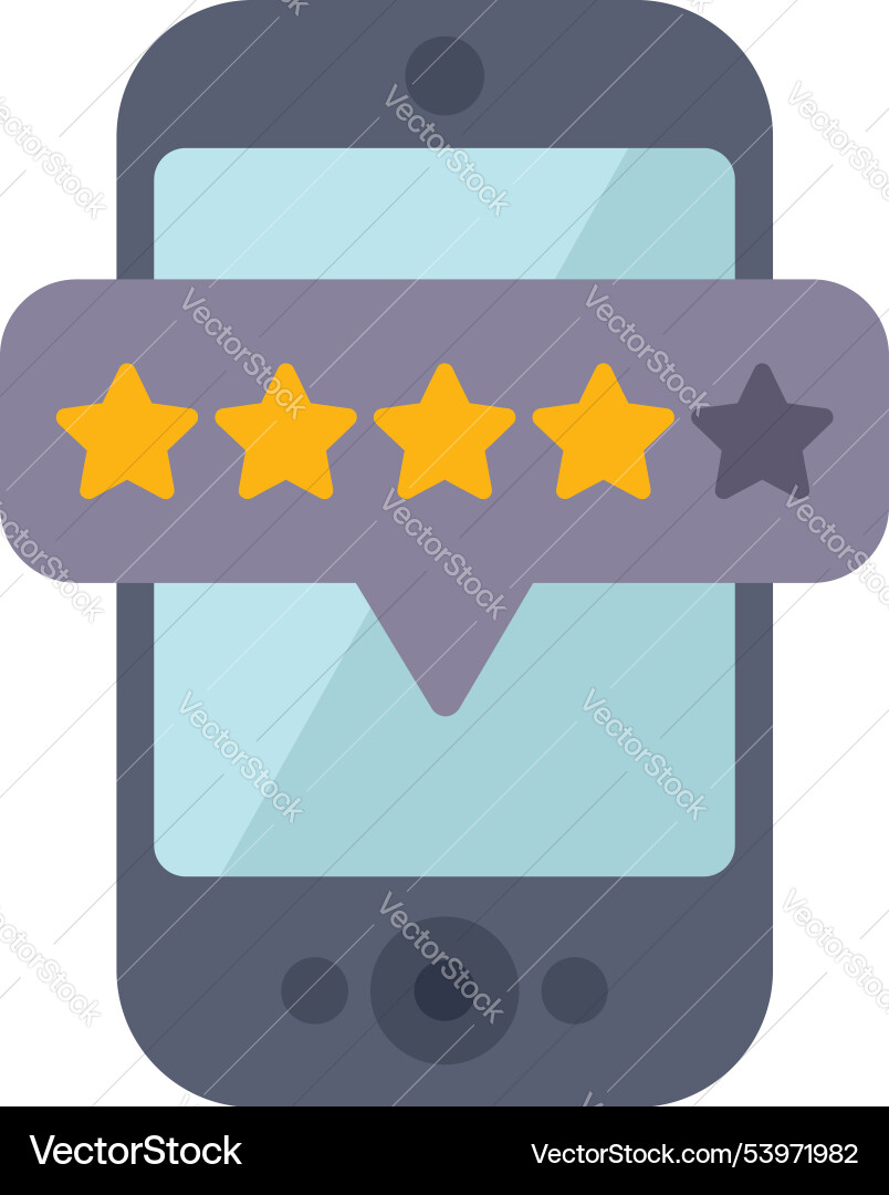 Smartphone showing four star rating notification Smartphone showing four star rating notification Vector Image