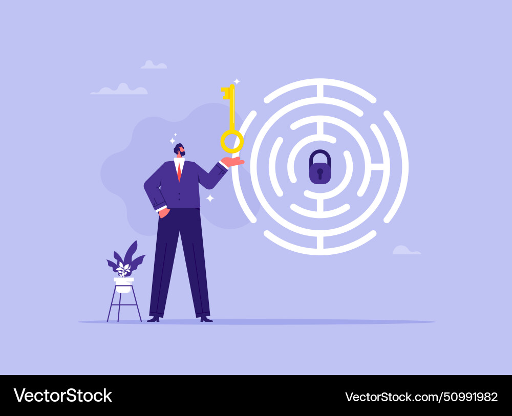 Solution searching and solving problem concept Solution searching and solving problem concept vector image
