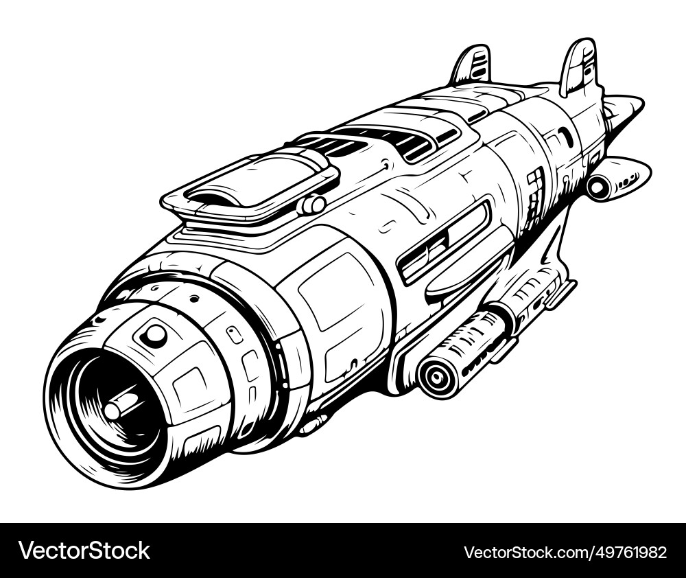 Spaceship sketch in retro style hand drawn Spaceship sketch in retro style hand drawn vector image