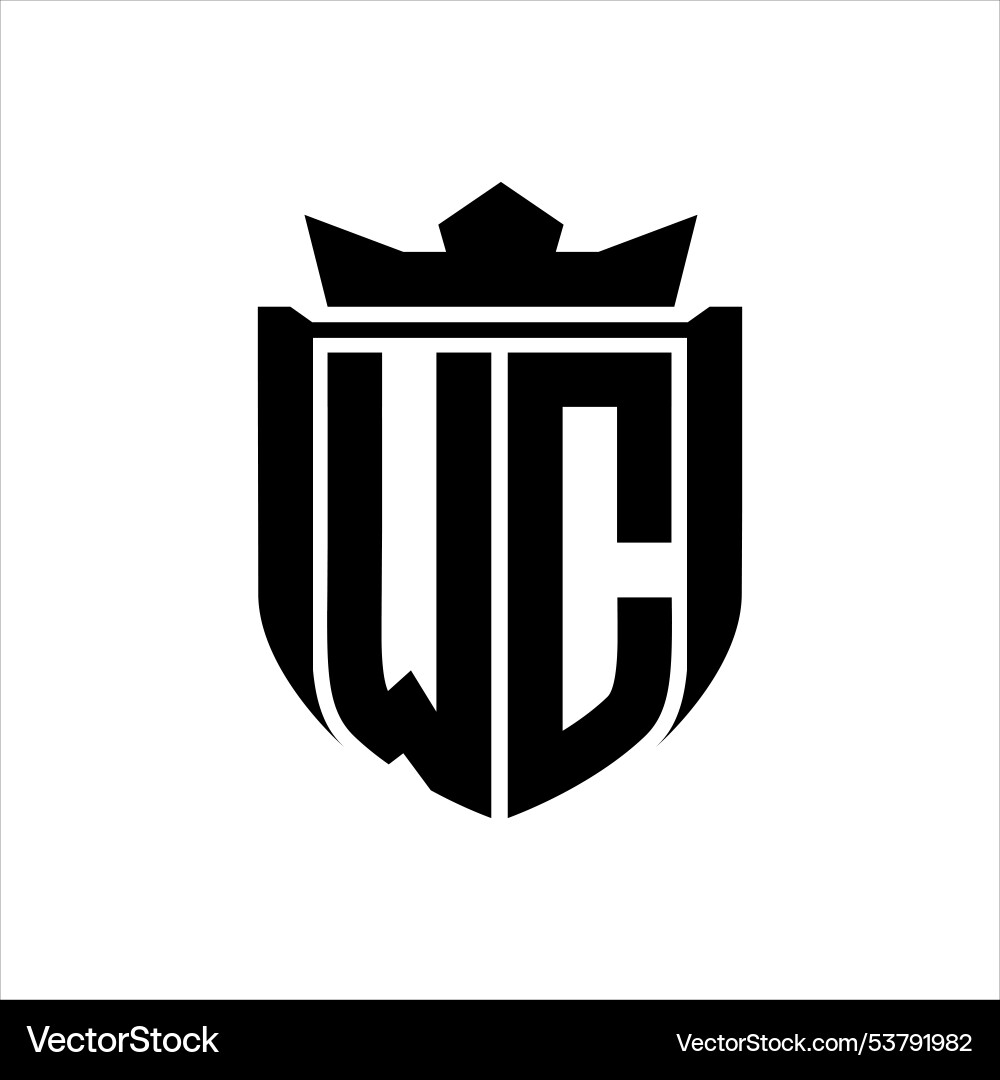 Wc logo with shield shape inside badge Vector Image