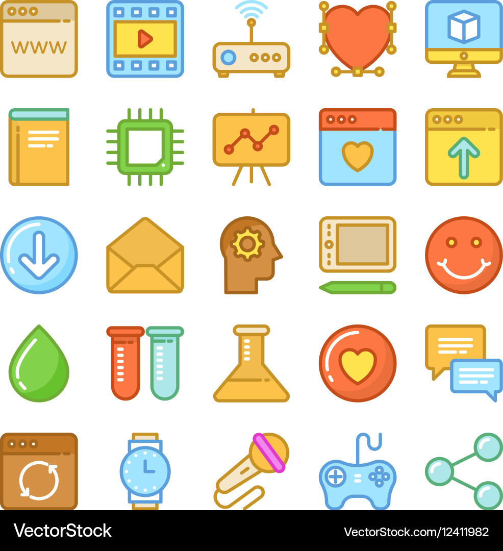 Web design and development colored icons 8 vector image