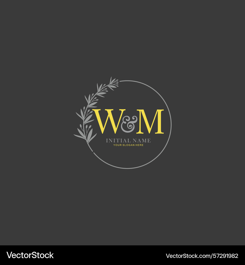Wm initial logo templates with botanical elements Vector Image