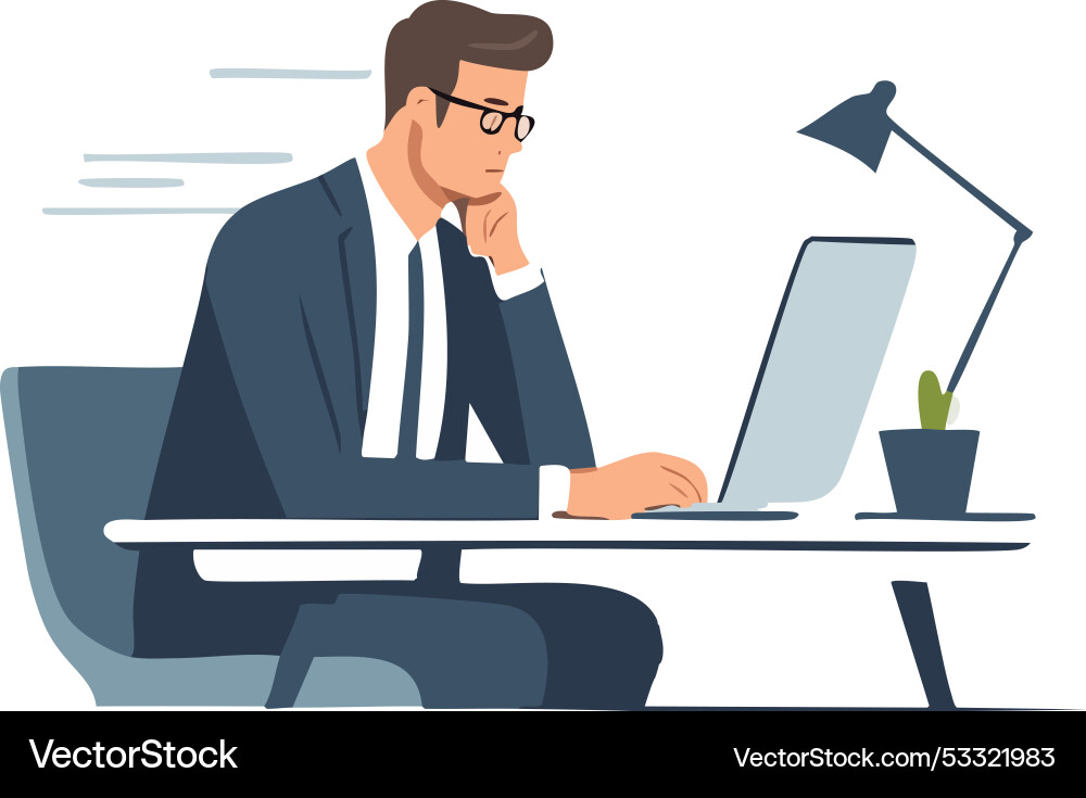 A person in front of computer A person in front of computer Vector Image
