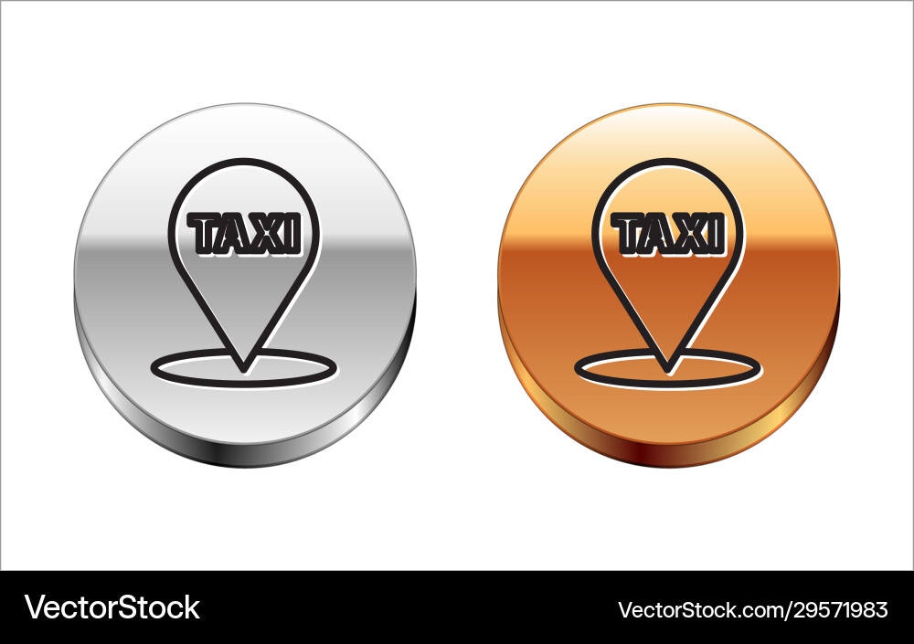 Black line map pointer with taxi icon isolated Black line map pointer with taxi icon isolated vector image