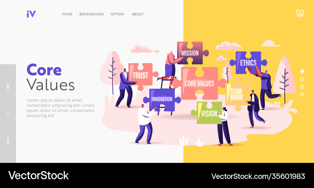 Core Values Puzzle Landing Page vector image