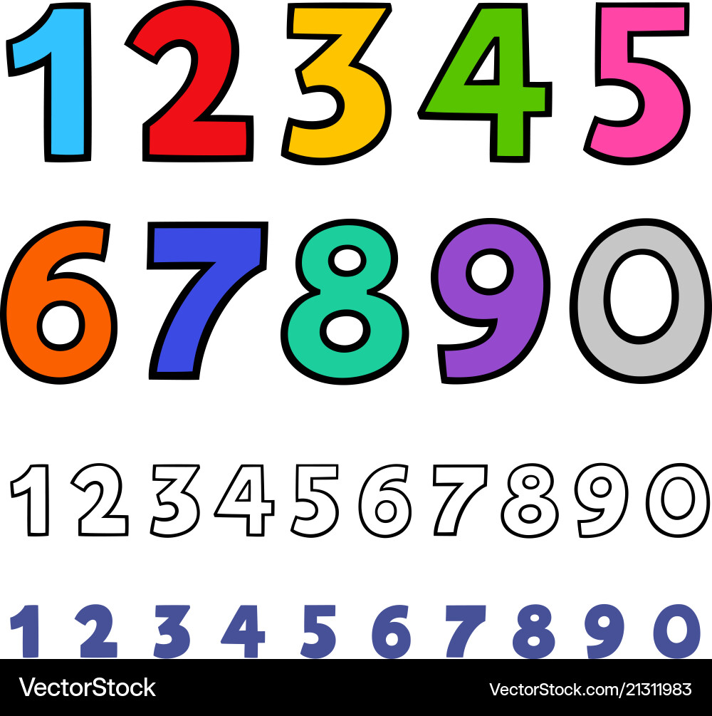 Cute Cartoon Number Characters Vector Image