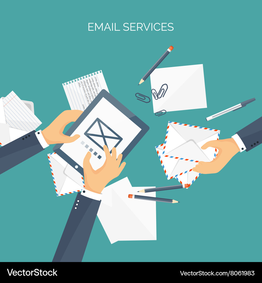 Flat background with envelope vector image