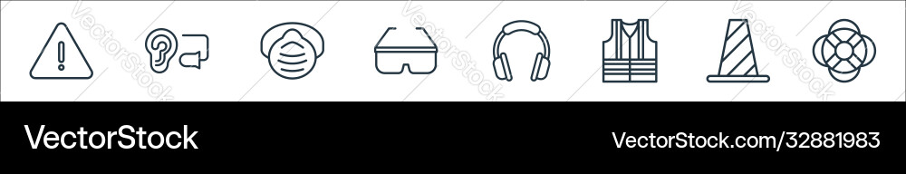 Flat rescue and protective line icons linear set Vector Image