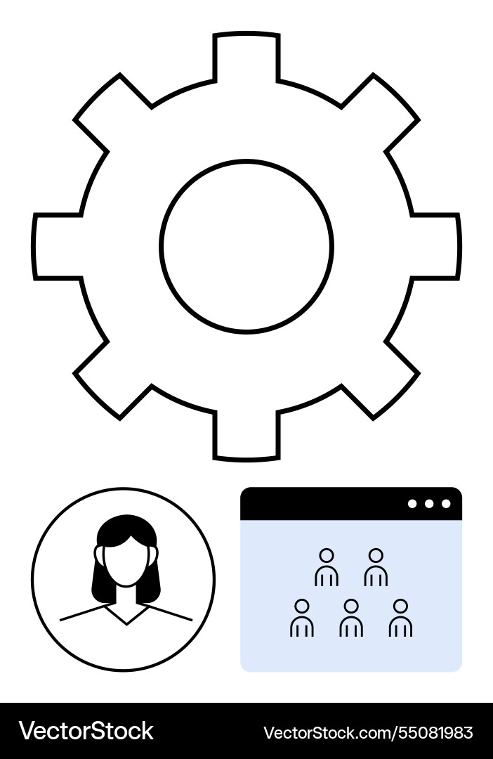 Gear representing teamwork with user profile icon Gear representing teamwork with user profile icon vector image