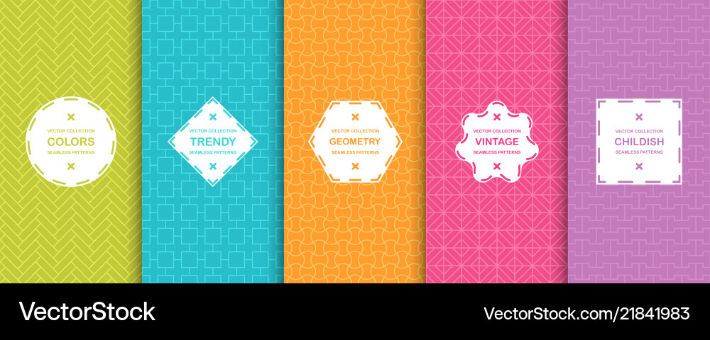 Geometric Seamless Patterns Set vector image