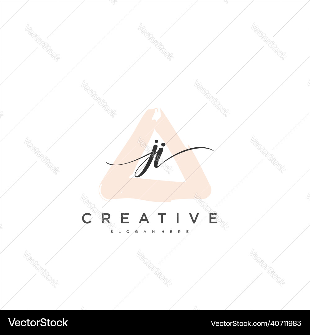 Ji initial handwriting minimalist geometric logo Vector Image