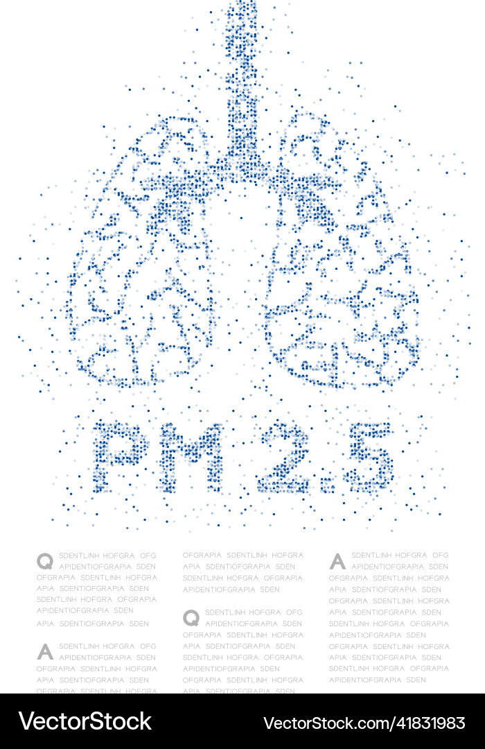 Lung with pm 25 text abstract cross pattern Vector Image