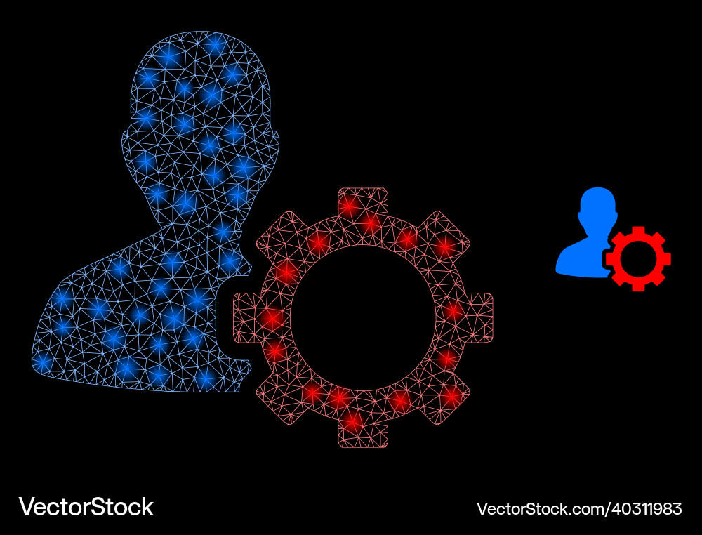 Mesh net user options gear with illumitated Mesh net user options gear with illumitated vector image