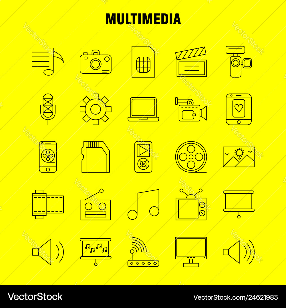 Multimedia line icon for web print and mobile Multimedia line icon for web print and mobile vector image