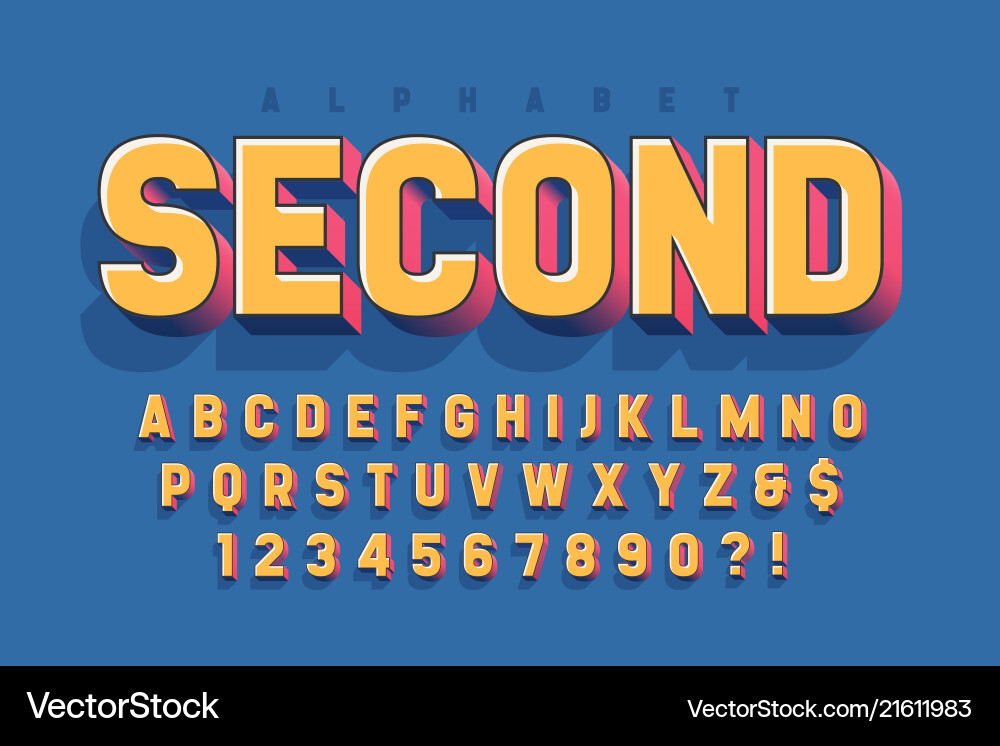 Original 3d display font design alphabet letters Original 3d display font design alphabet letters vector image