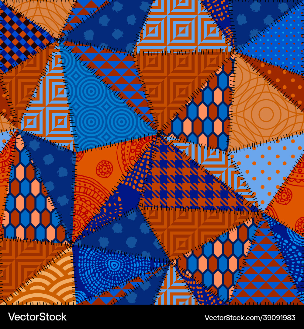 Patchwork textile pattern seamless quilting Vector Image