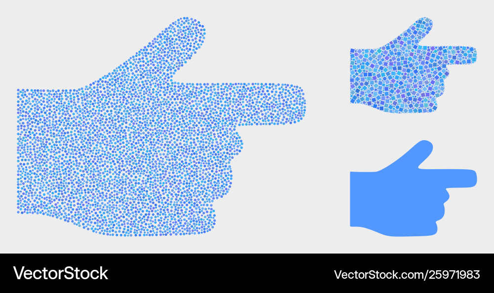 Pixelated right pointer finger icons Pixelated right pointer finger icons vector image