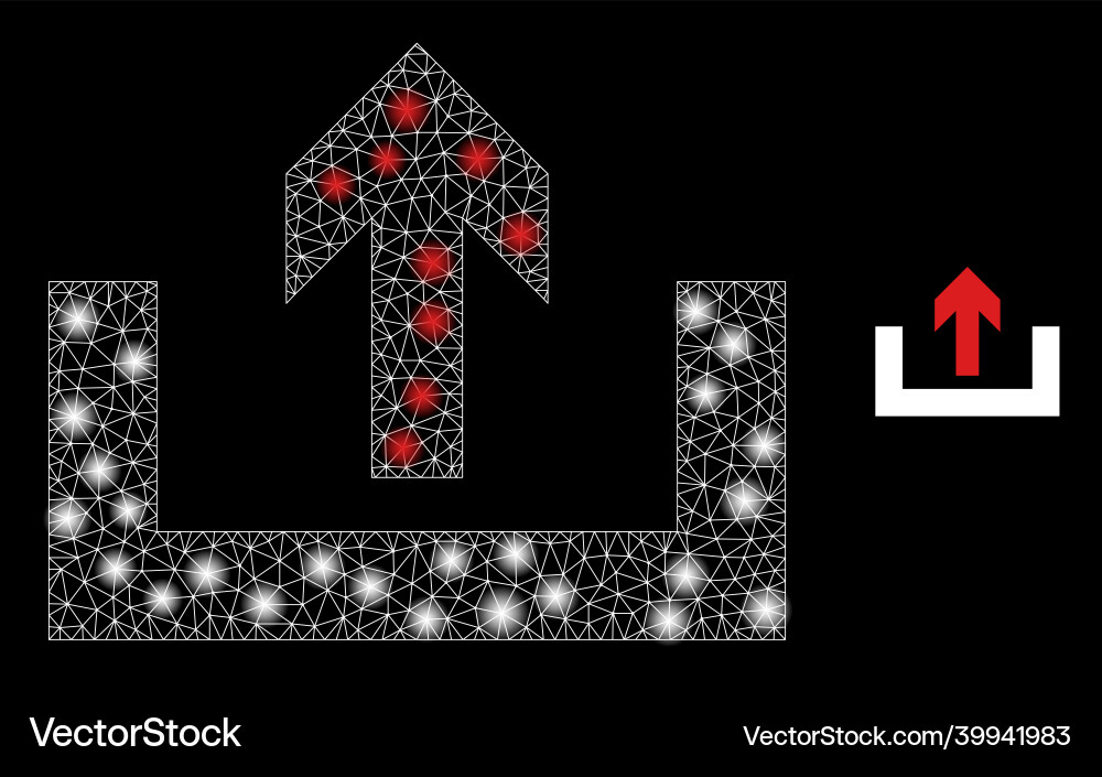 Polygonal network mesh upload box with lightspots Polygonal network mesh upload box with lightspots vector image