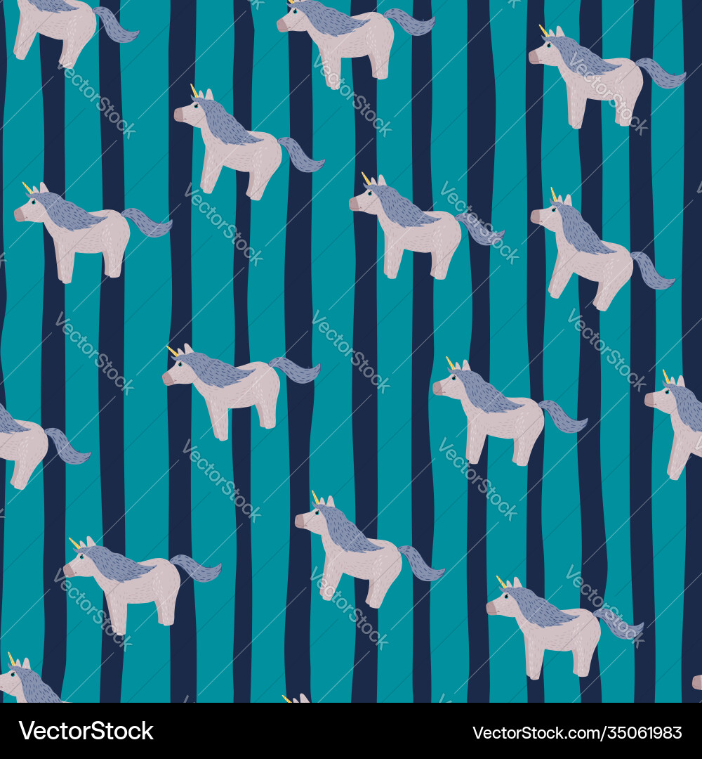 Random seamless pattern with doodle bue unicorn Random seamless pattern with doodle bue unicorn vector image