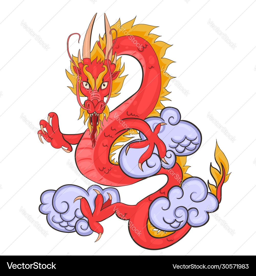 Rote chinesische Drache isolieren auf einem weißen Hintergrund Rote chinesische Drache isolieren auf einem weißen Hintergrund vektorbild