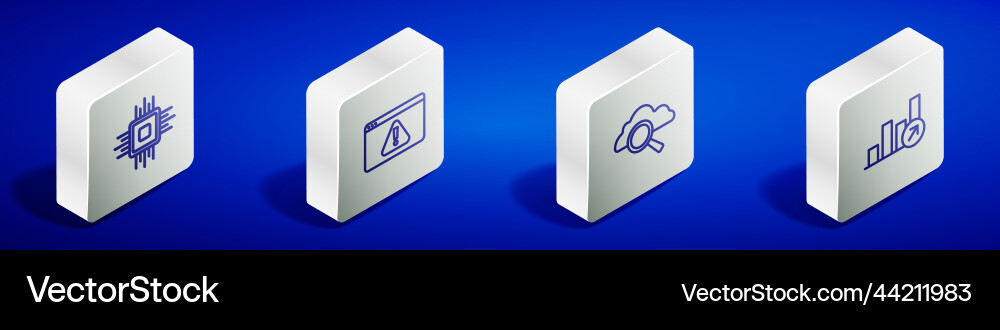 Set isometric line processor cpu browser Set isometric line processor cpu browser vector image