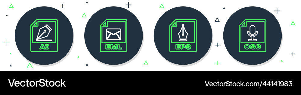 Set line eml file document eps ai and ogg icon Vector Image