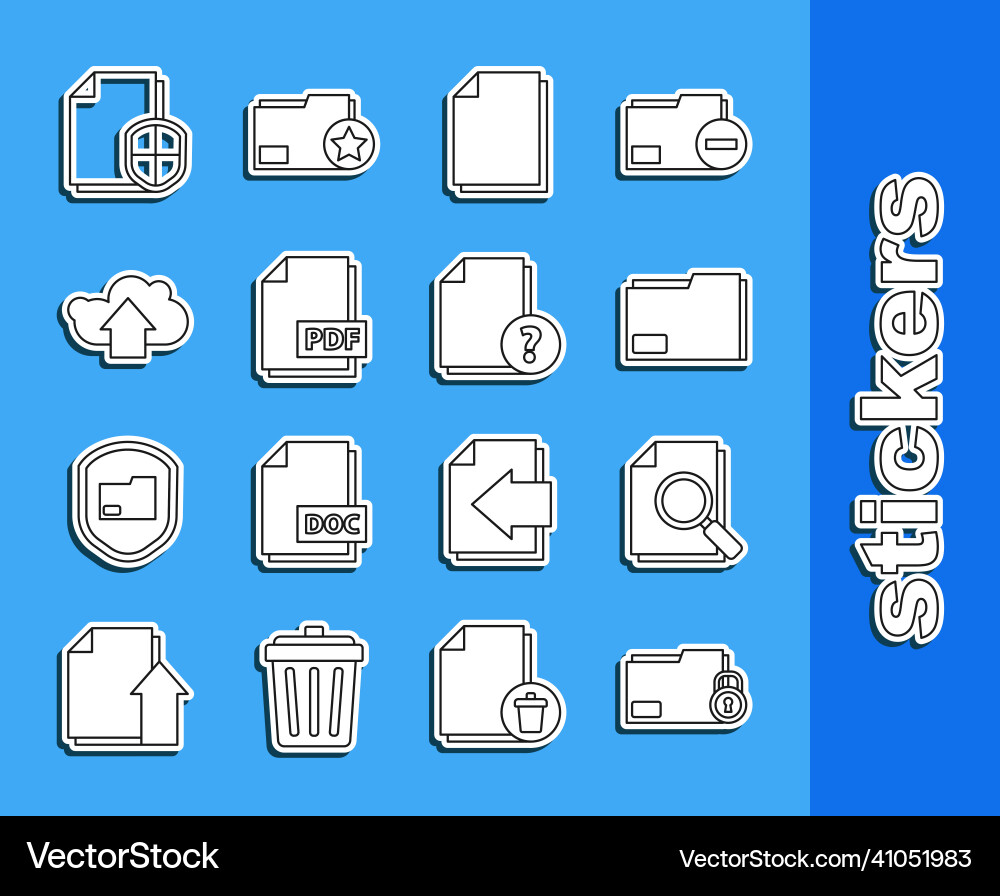 Set line folder and lock document with search Set line folder and lock document with search vector image