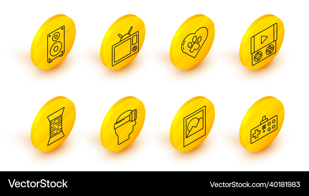 Set line gamepad photo frames virtual reality Set line gamepad photo frames virtual reality Vector Image