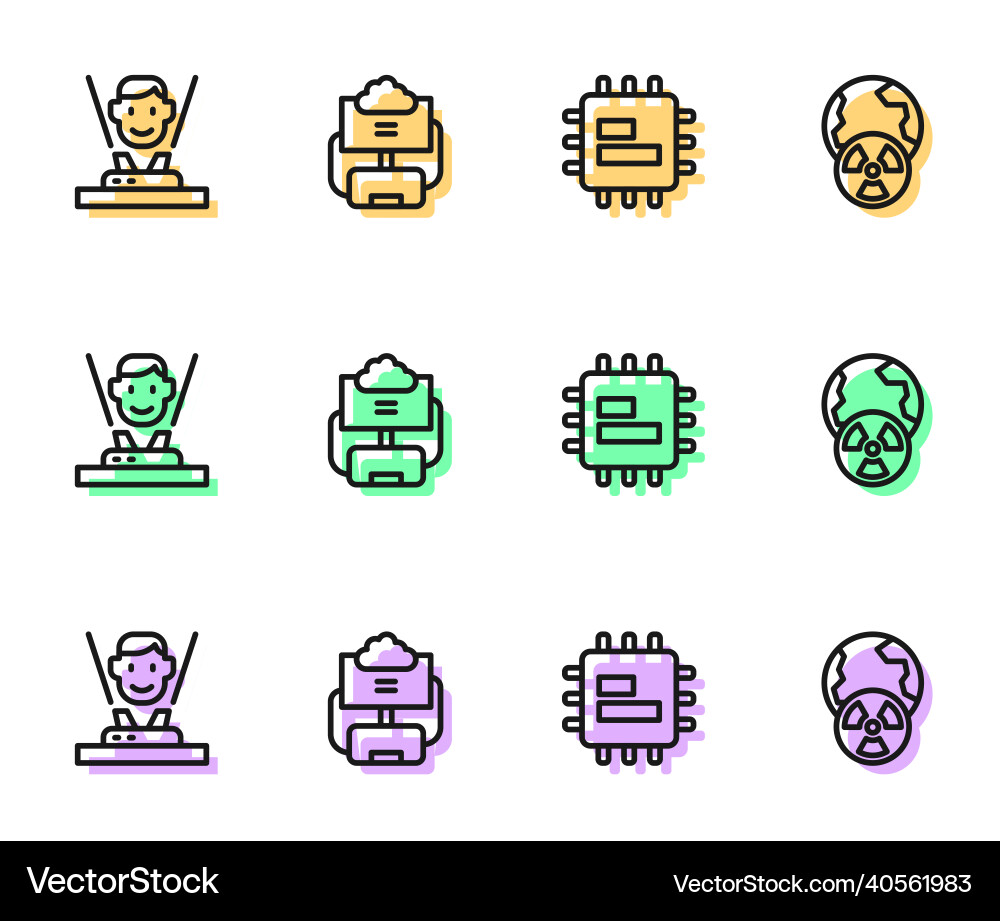 Set line processor cpu hologram cloud database Set line processor cpu hologram cloud database vector image