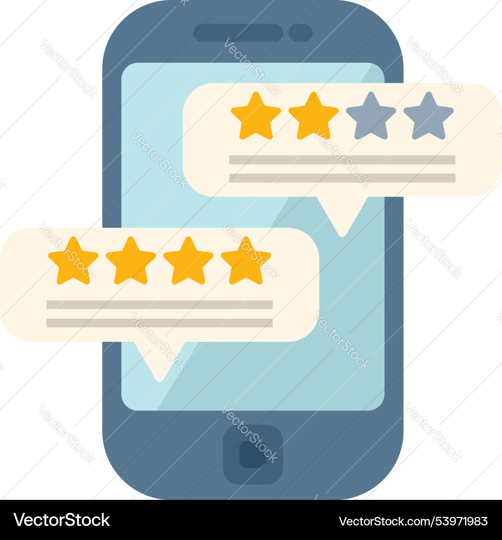 Smartphone displaying rating stars in speech Smartphone displaying rating stars in speech vector image