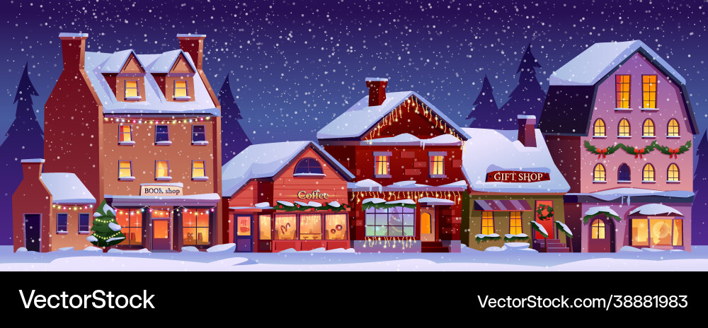 Weihnachten Nacht Streetscape vektorbild