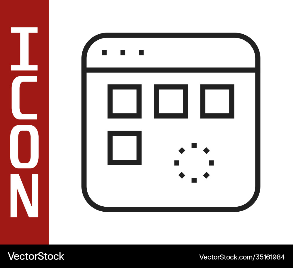 Black line loading a data window with progress Black line loading a data window with progress vector image