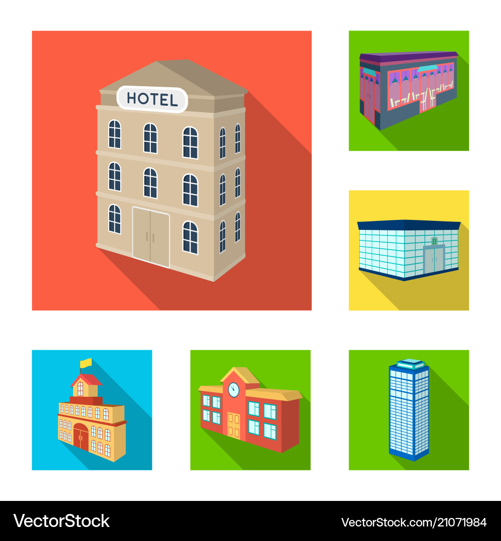 Building and architecture flat icons in set vector image