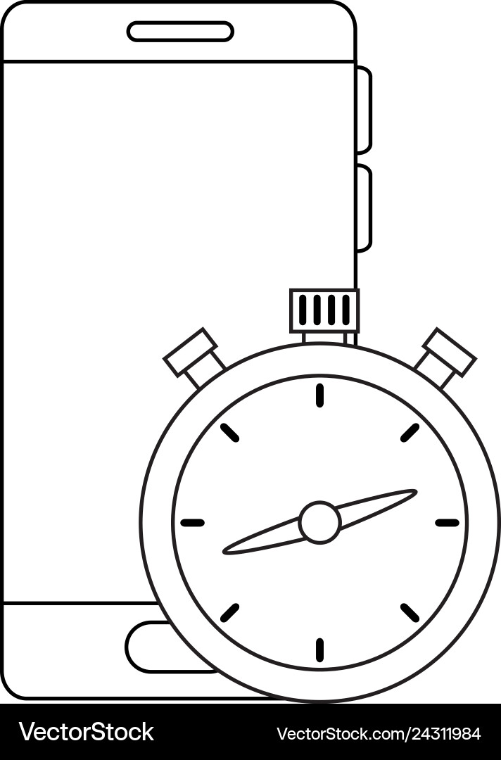 Chronometer timer with smartphone Chronometer timer with smartphone Vector Image