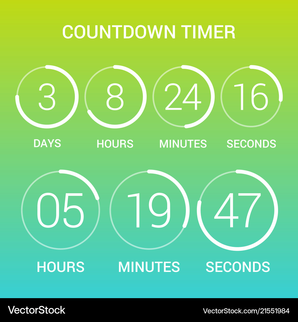 Circle countdown clock counter timer on gradient vector image