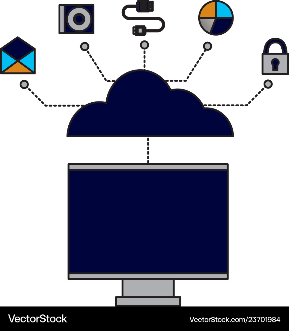 Cloud computing monitor connection Cloud computing monitor connection Vector Image
