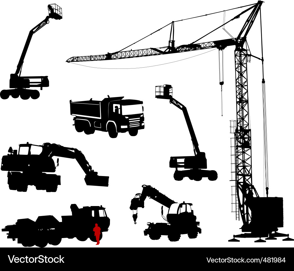 Construction Machinery Silhouettes vector image