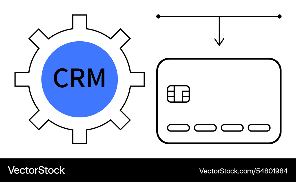Crm integration with payment system represented Crm integration with payment system represented vector image