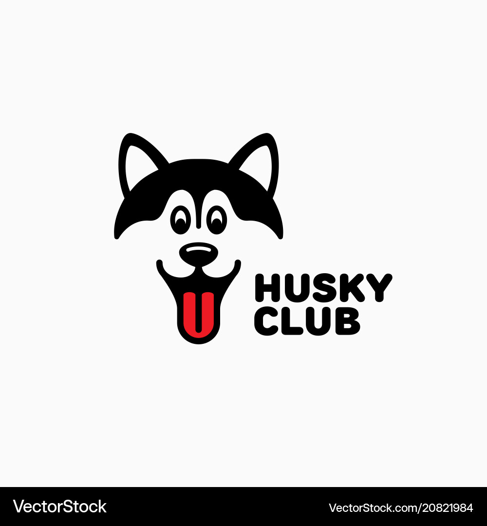 Cute Husky Club Logo Vector Image